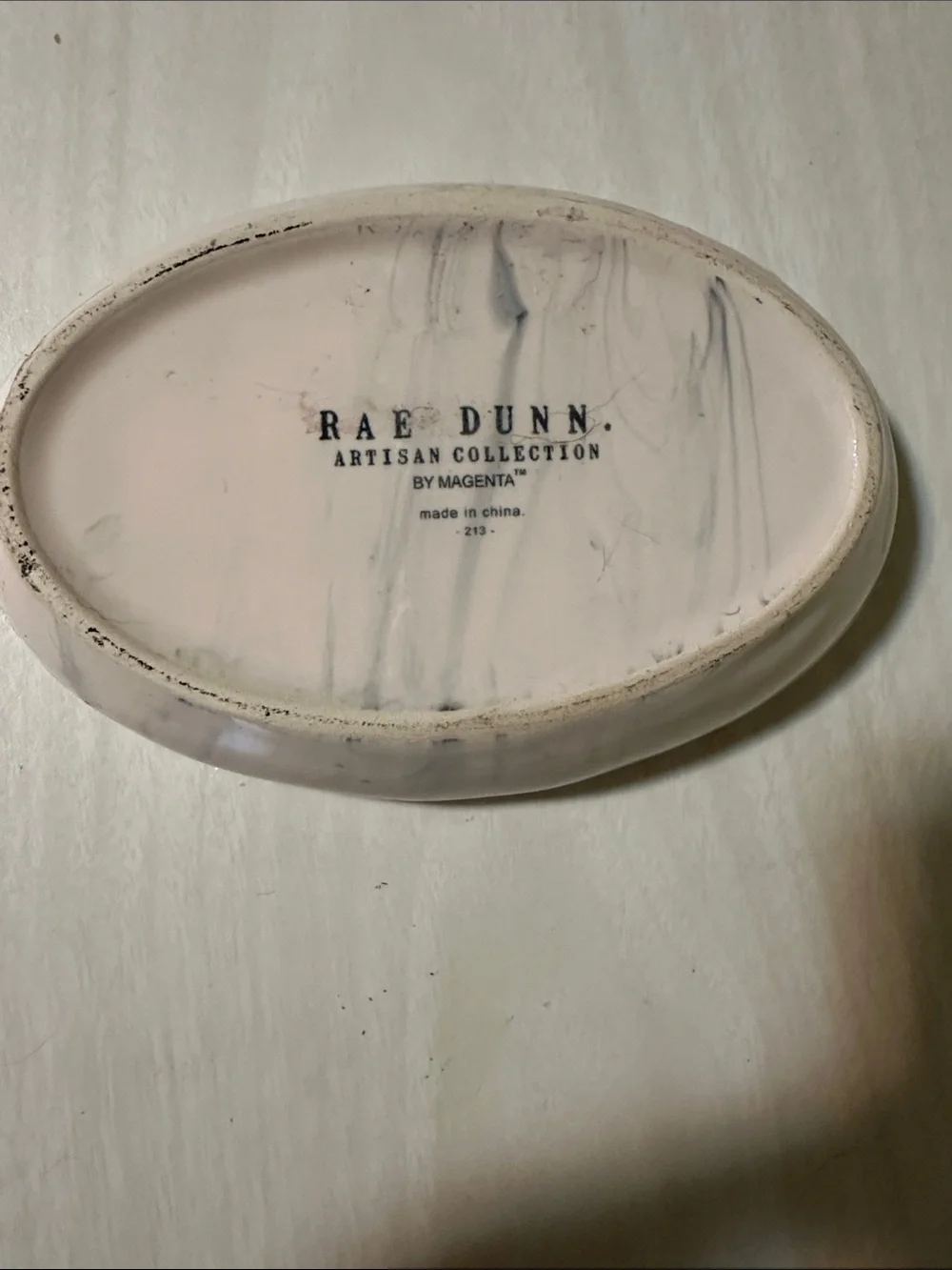 Rae Dunn White with gray faux Marble 'SUDS' Soap Dish